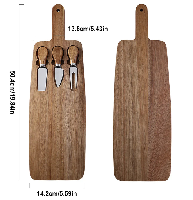 Luxe Kaasplank van Acacia Hout inclusief 3 messen